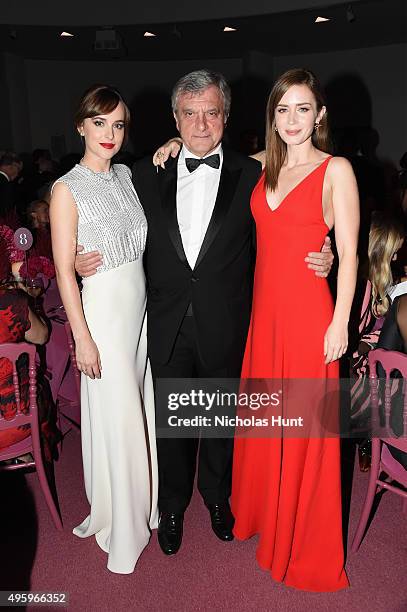 Dakota Johnson, Sidney Toledano, Dior and Emily Blunt attend the 2015 Guggenheim International Gala Dinner made possible by Dior at Solomon R....