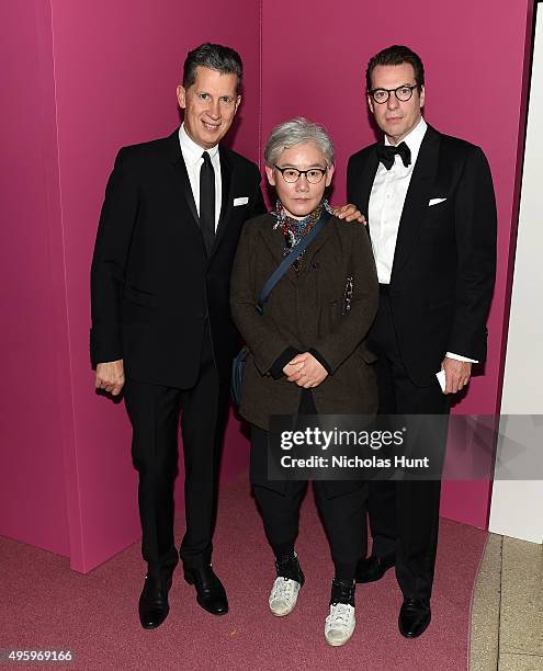 Stefano Tonchi, Lee Bull and David Maupin attend the 2015 Guggenheim International Gala Dinner made possible by Dior at Solomon R. Guggenheim Museum...