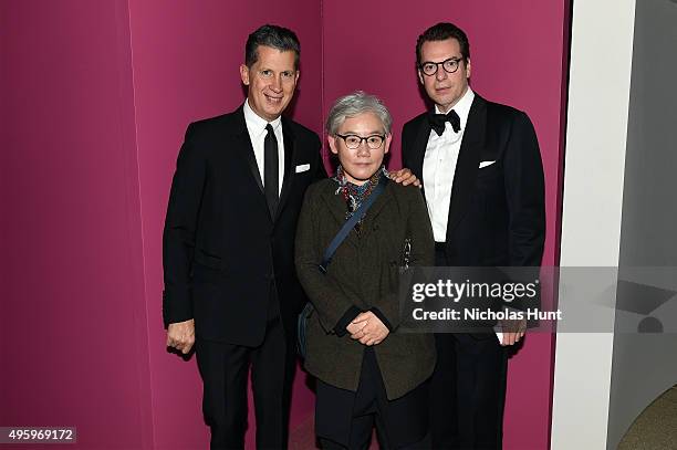 Stefano Tonchi, Lee Bull and David Maupin attend the 2015 Guggenheim International Gala Dinner made possible by Dior at Solomon R. Guggenheim Museum...