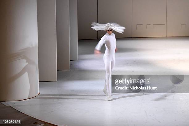 Dancer performs "November Steps" choreographed by Tom Gold at the 2015 Guggenheim International Gala Dinner made possible by Dior at Solomon R....