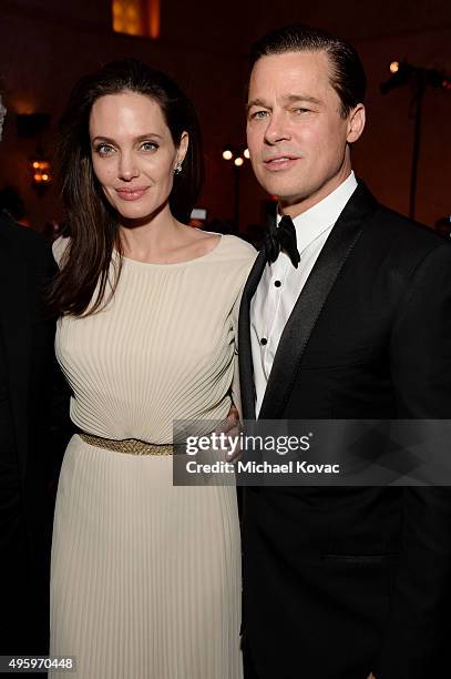 Writer-director-producer-actress Angelina Jolie Pitt and actor-producer Brad Pitt attend the after party for the opening night gala premiere of...