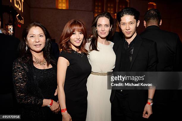 Designer Melody, writer-director-producer-actress Angelina Jolie Pitt and actor Miyavi attend the after party for the opening night gala premiere of...