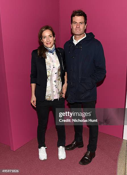 Josephine Meckseper and Blake Rayne attend the 2015 Guggenheim International Gala Dinner made possible by Dior at Solomon R. Guggenheim Museum on...