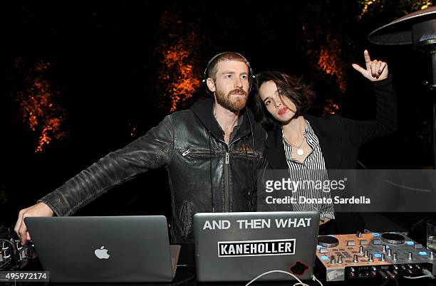 Musicians Jon Foster and Chelsea Tyler of KANEHOLLER perform onstage at private dinner hosted by Farfetch, Erica Pelosini, Angelique Soave & DJ Kiss...