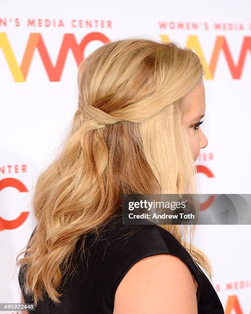 Comedian Amy Schumer, hair detail, attends The Women's Media Center 2015 Women's Media Awards at Capitale on November 5, 2015 in New York City.
