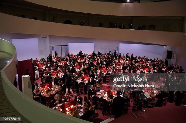 General view of atmosphere during the 2015 Guggenheim International Gala Dinner made possible by Dior at Solomon R. Guggenheim Museum on November 5,...