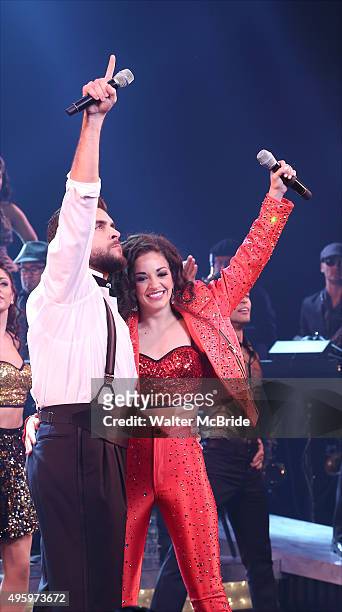 Josh Segarra and Ana Villafane during the Broadway opening night curtain call bows for 'On Your Feet' at the Marquis Theatre on November 5, 2015 in...