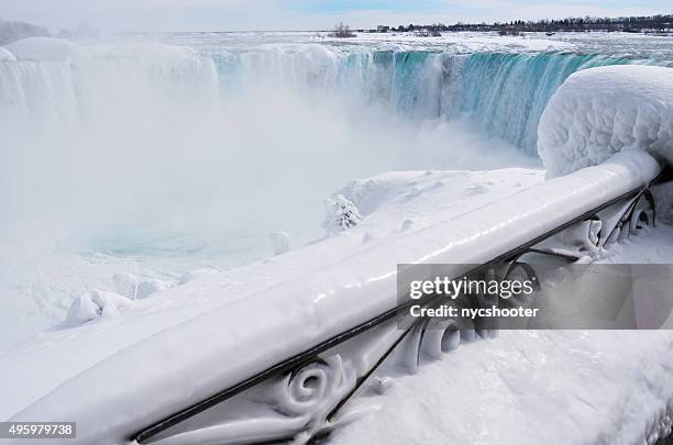 niagara falls winter 2015 - niagara falls frozen stock pictures, royalty-free photos & images