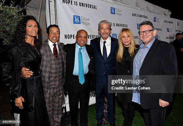 Frances Glandney, Singer-Songwriter Smokey Robinson, producer Berry Gordy, Todd Morgan, actress Rosanna Arquette and UMG Chairman and CEO Lucian...
