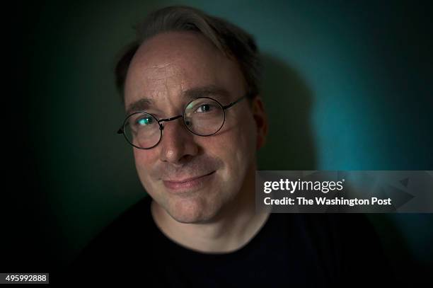 Linus Torvalds, a software engineer and principal creator of the Linux kernel, poses for a portrait at his home in Portland, Ore. On Friday, October...