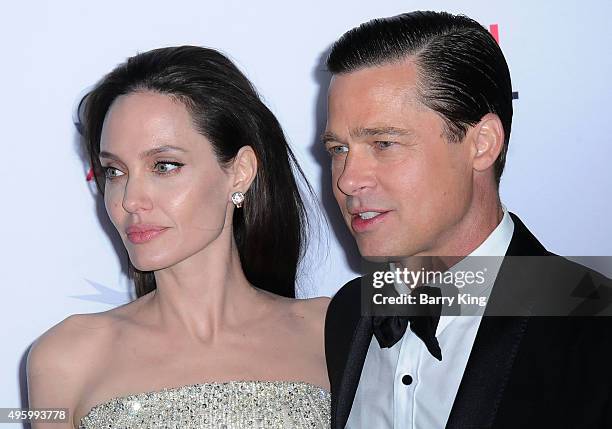 Director/producer/writer/actress Angelina Jolie Pitt and actor/producer Brad Pitt arrive at AFI FEST 2015 Presented By Audi Opening Night Gala...