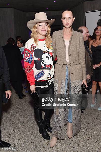 Ornela Vistica and Masha Rudneo attend Jeremy Scott For Longchamp 10th Anniversary held at a Private Residence on November 5, 2015 in Beverly Hills,...