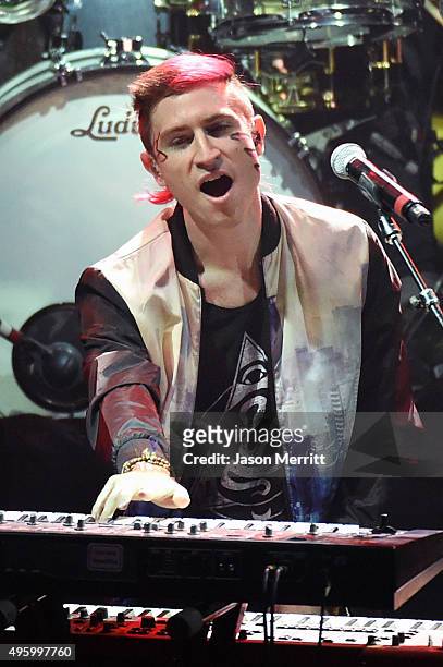 Musician Nicholas Petricca of Walk the Moon performs at the Fallout 4 video game launch event in downtown Los Angeles on November 5, 2015 in Los...