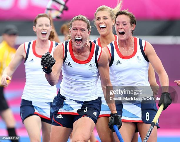 31st July 2012 - London 2012 Olympic Games - Women's Hockey - Great Britain vs. South Korea - Crista Cullen celebrates after scoring their 2nd goal -