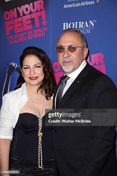 Gloria Estefan and Emilio Estefan attend the Broadway Opening Night Performance of 'On Your Feet' at the Marquis Theatre on November 5,2015 in New...