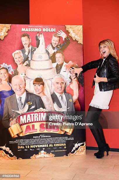 Debora Villa poses during the 'Matrimonio Al Sud' Photocall on November 6, 2015 in Milan, Italy.