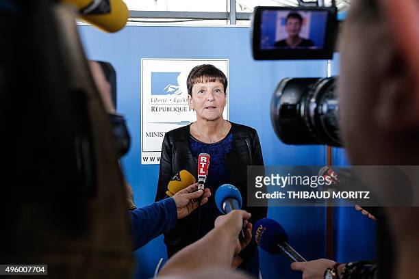 Bordeaux's courthouse prosecutor Marie-Madeleine Alliot gives a press conference regarding the case of a school teacher arrested on October 27, 2015...