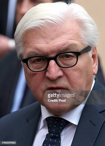 German Foreign Minister Frank-Walter Steinmeier gives a statement for the media prior to a meeting on November 6, 2015 in Berlin, Germany. Foreign...