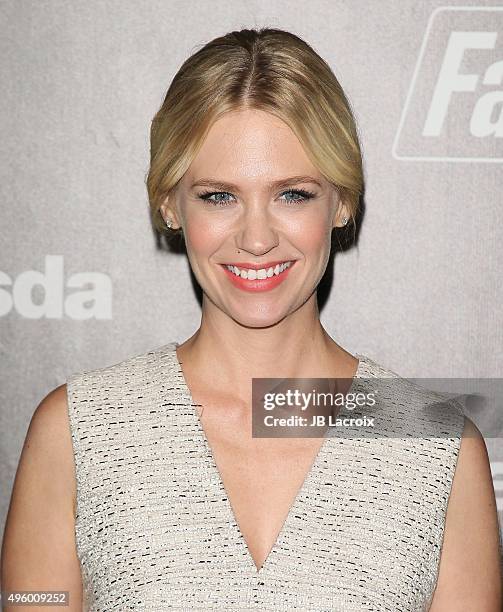 January Jones attends the Fallout 4 video game launch event in downtown Los Angeles on November 5, 2015 in Los Angeles, California.