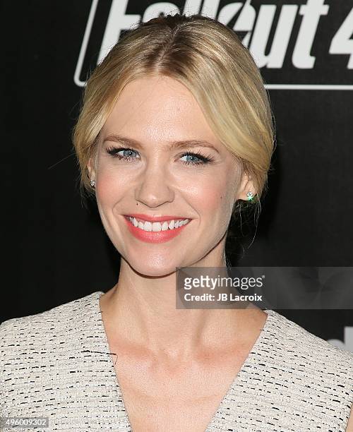 January Jones attends the Fallout 4 video game launch event in downtown Los Angeles on November 5, 2015 in Los Angeles, California.