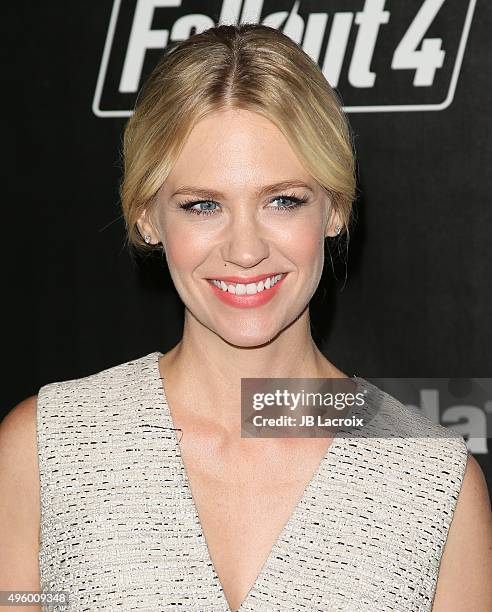 January Jones attends the Fallout 4 video game launch event in downtown Los Angeles on November 5, 2015 in Los Angeles, California.