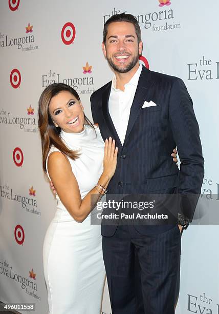 Actors Eva Longoria and Zachary Levi attend The Eva Longoria Foundation annual dinner at Beso on November 5, 2015 in Hollywood, California.