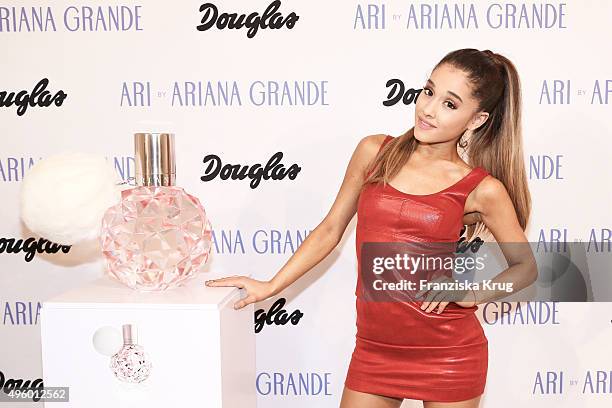 Ariana Grande attends the Exclusive Meet & Greet With Ariana Grande At Douglas on November 06, 2015 in Hamburg, Germany.