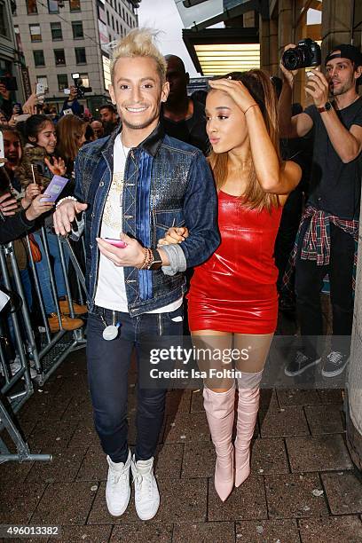 Ariana Grande and her brother Frankie Grande attend the Meet & Greet With Ariana Grande to promote her debut fragrance 'Ari by Ariana Grande' on...