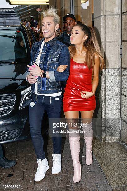 Ariana Grande and her brother Frankie Grande attend the Meet & Greet With Ariana Grande to promote her debut fragrance 'Ari by Ariana Grande' on...