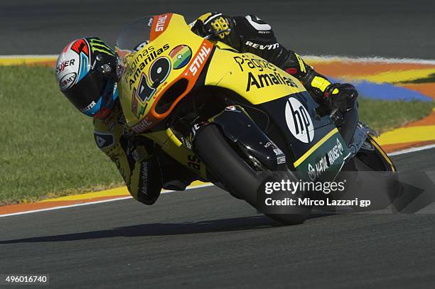 Alex Rins of Spain and Pagina Amarillas HP40 rounds the bend during the GP of Valencia - Free Practice at Ricardo Tormo Circuit on November 6, 2015...