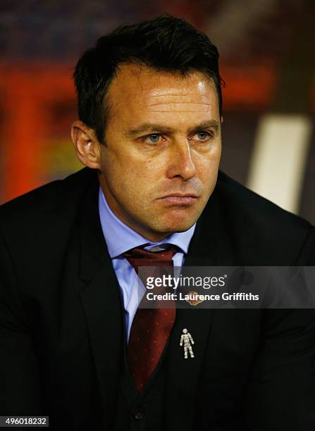 Dougie Freedman manager of Nottingham Forest looks on prior to the Sky Bet Championship match between Nottingham Forest and Derby County at City...