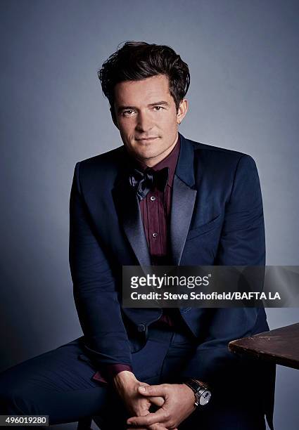Actor Orlando Bloom poses for a portrait at the 2015 BAFTA Britannia Awards Portraits on October 30, 2015 at the Beverly Hilton Hotel in Beverly...