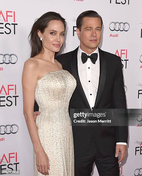 Writer-director-producer-actress Angelina Jolie Pitt and actor-producer Brad Pitt attend the opening night gala premiere of Universal Pictures' 'By...