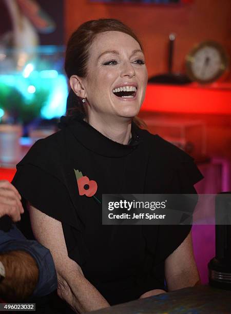 Julianne Moore during a live broadcast of "TFI Friday" at the Cochrane Theatre on November 6, 2015 in London, England.