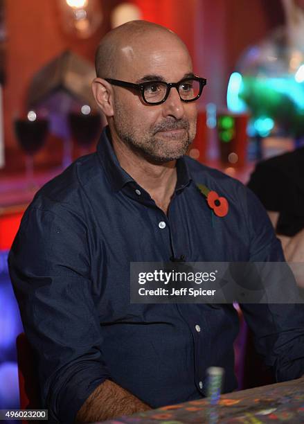 Stanley Tucci during a live broadcast of "TFI Friday" at the Cochrane Theatre on November 6, 2015 in London, England.