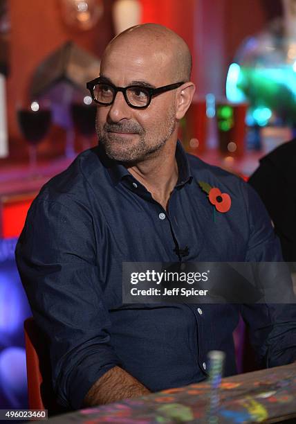 Stanley Tucci during a live broadcast of "TFI Friday" at the Cochrane Theatre on November 6, 2015 in London, England.