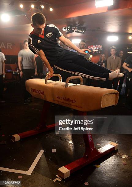 Gymnast Max Whitlock during rehearsals ahead of a live broadcast of "TFI Friday" at the Cochrane Theatre on November 6, 2015 in London, England.
