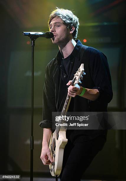 Luke Hemming from 5 Seconds of Summer during rehearsals ahead of a live broadcast of "TFI Friday" at the Cochrane Theatre on November 6, 2015 in...