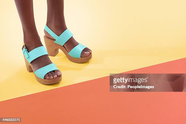 colourful and footwear - blauwe schoen stockfoto's en -beelden