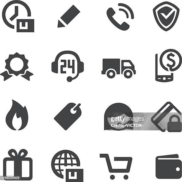 e-commerce & shopping icons - acme series - buy online pick up in store stock illustrations