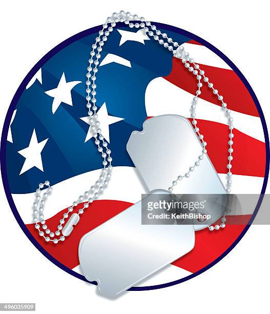 armed forces - dog tags and american flag graphic - dog tag stock illustrations