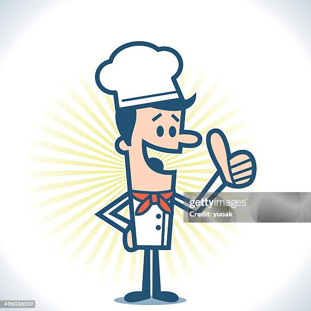 chef showing thumbs up - male chef stock illustrations