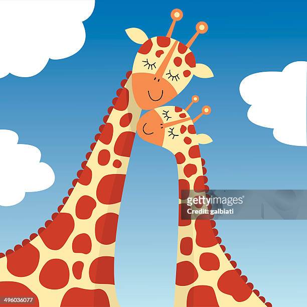 zwei giraffen - animal family stock-grafiken, -clipart, -cartoons und -symbole