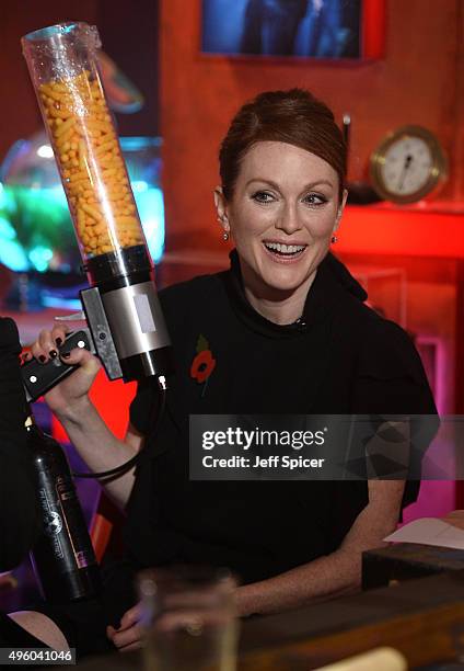 Julianne Moore during a live broadcast of "TFI Friday" at the Cochrane Theatre on November 6, 2015 in London, England.