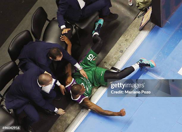 Jamar Smith, #15 of Unicaja Malaga in action during the Turkish Airlines Euroleague Basketball Regular Season date 4 game between Unicaja Malaga v...