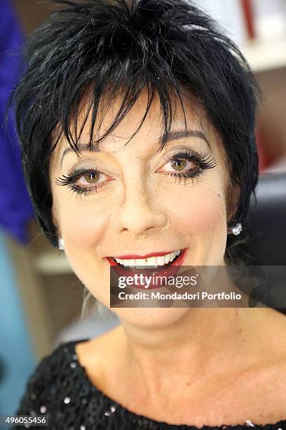 The singer Rita Forte at the make up to become Liza Minnelli before the show Tale e Quale Show. Rome, Italy. 11th September 2014