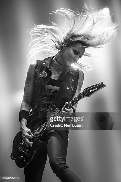 Nita Strauss of the Alice Cooper Band performs supporting Motley Crue at SSE Arena Wembley on November 6, 2015 in London, England.