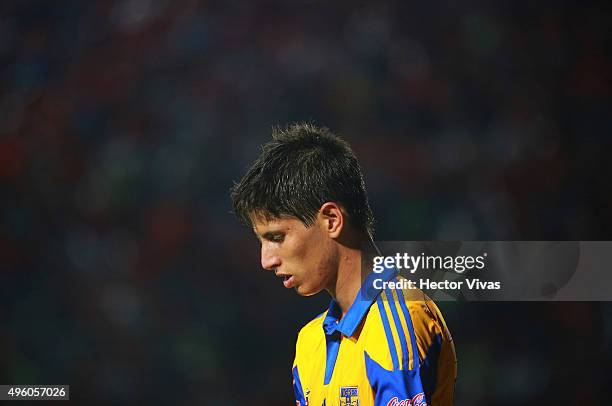 Jurgen Damm of Tigres walks on the field during the 16th round match between Veracruz and Tigres UANL as part of the Apertura 2015 Liga MX at Luis...