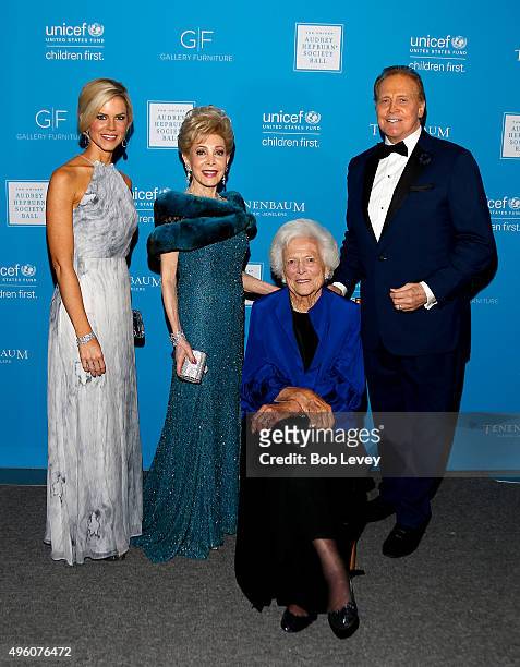 Presenter Margaret Alkek Williams , honoree Barbara Bush , actor Lee Majors and wife Faith Majors attend the UNICEF Audrey Hepburn Society Ball...