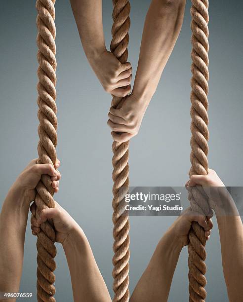 the hands of man pulling the rope - pulling stock pictures, royalty-free photos & images